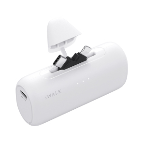 爱沃可[3C认证可上飞机]LPS002 快充 尾插移动电源 5000毫安/lightning+type-c适用/白色