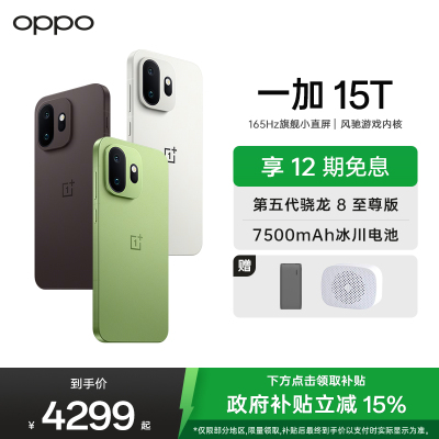一加 15T 16GB+512GB 治愈白巧 oppo 第五代骁龙8至尊版 游戏电竞手机 王濛同款旗舰小直屏