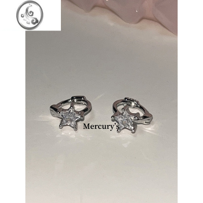 JiMiMercurys 一颗贪吃星|星星耳钉通体s925银耳扣黑白配耳钉洗澡免摘
