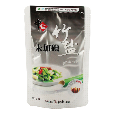 不含抗结剂-中盐三和园竹盐250克*4袋中盐河北无碘竹盐烹调炒菜调味碱性竹盐