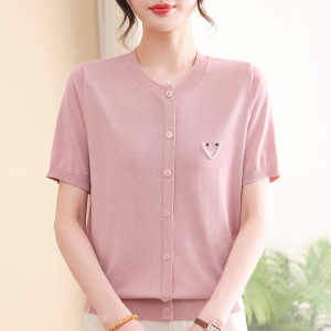2026年妈妈装夏天衣服时尚简约中老年女士休闲针织衫薄款透气中年