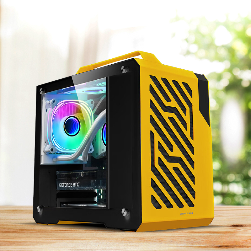 甲骨龙 电脑机箱 玩嘉铝元素手提紧凑便携itx/matx侧透水冷台式迷你