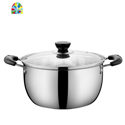 不锈钢奶锅汤锅加厚煮面小蒸锅迷你小锅不粘热奶锅电磁炉燃气 FENGHOU 20cm加厚汤锅