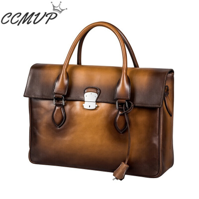 CCMVP品牌自营质量保证-CCMVP轻奢品牌公文包男士真皮新款大容量翻盖商务休闲手提包头层牛皮横款手拿包