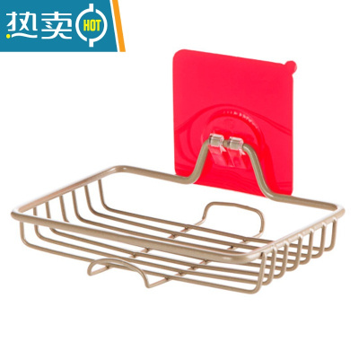 敬平双层不锈钢肥皂盒沥水卫生间香皂盒免打孔壁挂式创意置物架 [铁艺款]金色1层