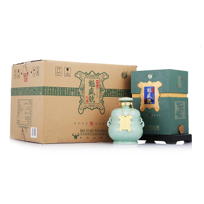 牛栏山二锅头 魁盛號 大师手工原浆 清香型 白酒 53度 618ml*4瓶 整箱装