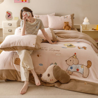 仿羊绒床上四件套冬季加厚牛奶绒床单被套罩家用床笠款床上三件套