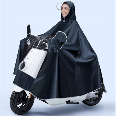 夏非夏(XIAFEIXIA)电动车雨衣加厚加大男女双帽檐防长款全身防暴雨雨披带反光条单人摩托车电瓶车自行车户外骑行