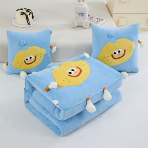 新款加厚牛奶绒棉mango款两用二合一抱枕被车载办公午睡靠垫