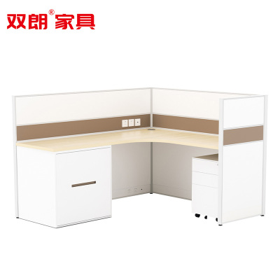 双朗 屏风工位含床和柜0.8mm SF240508G 1.6*1.8*1.2m 白+橡木色 套