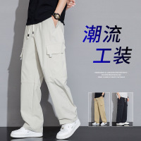男装春秋季新款工装裤男宽松舒适男生运动松紧腰潮牌青少年休闲裤
