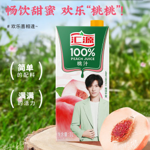 汇源100%桃汁1L*2盒