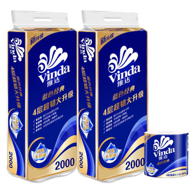 维达V4073卷纸200克(1提/10卷)卷纸蓝色经典4层200g卫生纸巾家用卷筒纸巾卫生纸