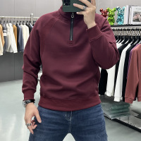 秋冬季新款立领半拉链卫衣男潮流简约宽松长袖上衣打底衫潮男休闲