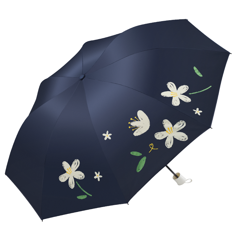 天堂成人防紫外线三折黑胶晴雨伞57*8骨大伞面耐用防水防晒伞风景图案