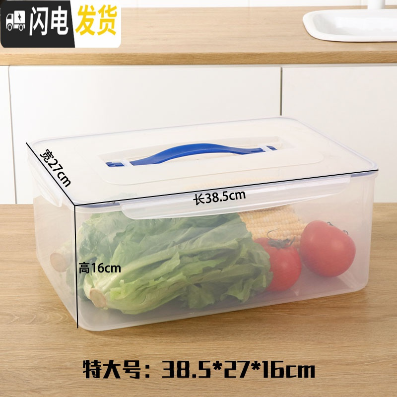 三维工匠保鲜盒长方形塑料食品盒鸡蛋盒家用密封便当盒子冰箱收纳利器带盖 透明特大号