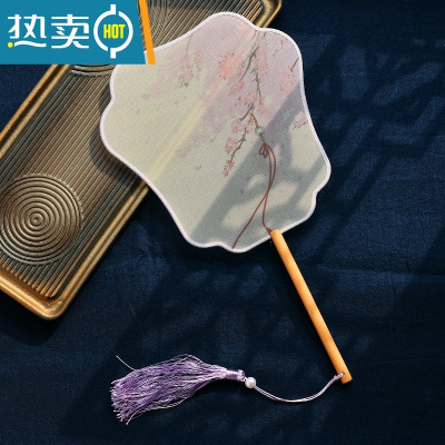 XIANCAI中国风飞仙半透明团扇汉服走秀宫扇女式长柄宫庭古装扇子可定制图 古风(飞仙)