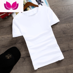 七斓夏季纯色短袖t恤男士韩版修身情侣半袖衣服潮流男装休闲白体恤衫