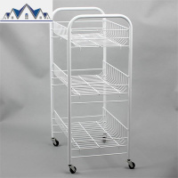 带轮蔬菜架厨房置物架三层水果收纳架可移动浴室落地整理储物架子 三维工匠