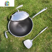 304不锈钢炒锅不粘锅无油烟 家用平底电磁炉煤气灶专用不沾锅 FENGHOU 30CM不粘带盖(收藏加购送钢铲)