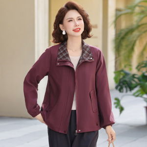 翻领妈妈装春装外套女50岁时尚休闲中老年女装长袖婆婆装中年装女