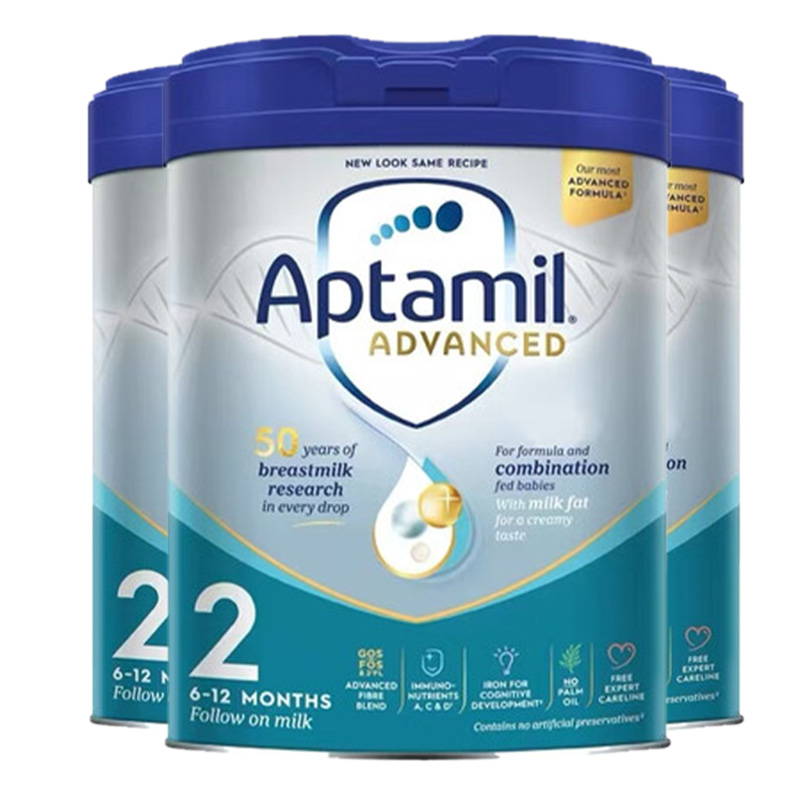 有效期到27年4月-3罐装 | Aptamil 英国爱他美 白金版 婴幼儿配方奶粉 2段 (6-12个月)800g/罐