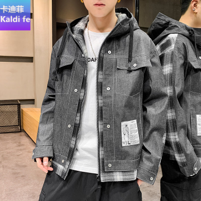 厂家自发-秋季男士外套韩版百搭时尚经典格子外搭上衣韩版休闲运动百搭2021秋季夹克男装衣服运动夹克迈诗蒙