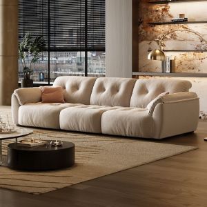 意式极简云朵沙发布艺质感侘寂风靠背可移深坐宽高背设计功能全