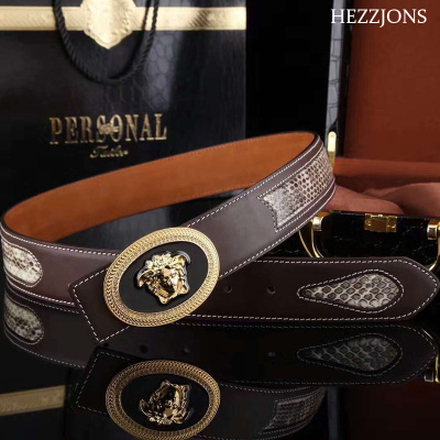 赫泽琼斯HEZZJONES定制进口蟒蛇皮皮带原创手工真皮腰带中青年商务文艺家皮带结婚礼盒腰带