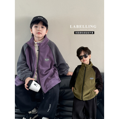 童酷儿童冬季新款湖州织里童装韩版贴标双面奥粒绒男童外套潮