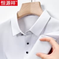恒源祥中老年男士长袖t恤春秋款爸爸装纯色无痕桑蚕丝Polo衫上衣