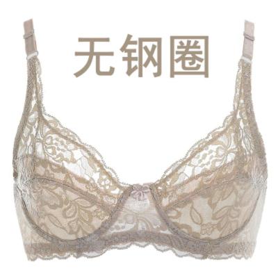 夏季蕾丝文胸超薄款无海绵显小胸罩聚拢乳罩大码内衣女