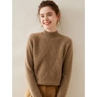 半高领加厚羊绒衫女秋冬新款大码宽松保暖毛衣女短款套头针织外套