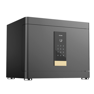 得力4111指纹密码保管箱报警小型电子密码保管箱H310(黑)仅限烟台五区供货