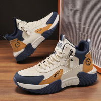 男式休闲运动鞋高帮皮面青年街头潮鞋秋冬季新款男鞋增高学生鞋子