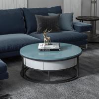 森美人意式轻奢圆形茶几 现代简约家用茶桌北欧简伸缩客厅小户型边几