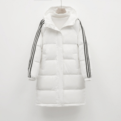 韩版纯色面包服女中长款简约加厚连帽运动宽松羽绒服