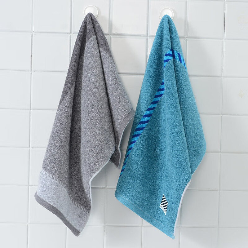 洁丽雅(Grace)231164 纯棉毛巾男士2条装抗菌防螨吸水洗脸洗澡加厚毛巾110g/条