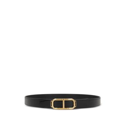 汤姆福特(Tom Ford)男士黑色皮带奢华光滑设计可调节金色扣时尚百