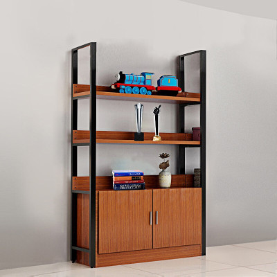 域赢货架钢木书架带柜门简易置物架客厅储物柜展示架多层组合化妆柜4层长120*30*145带柜(可定制(可以定制尺寸颜色)