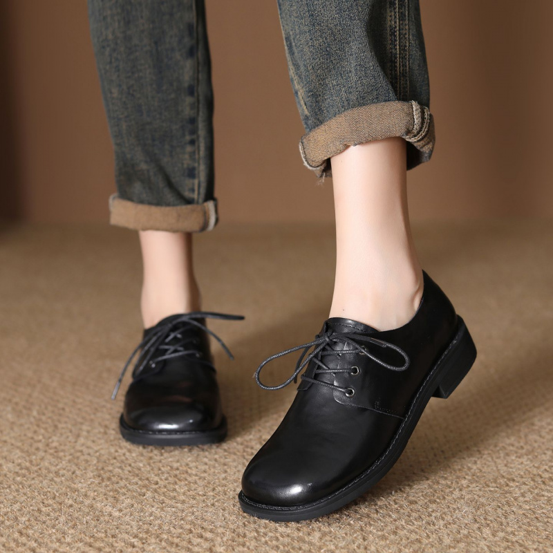 头层牛皮复古休闲女单鞋春秋新款时尚百搭舒适耐磨舒适体验