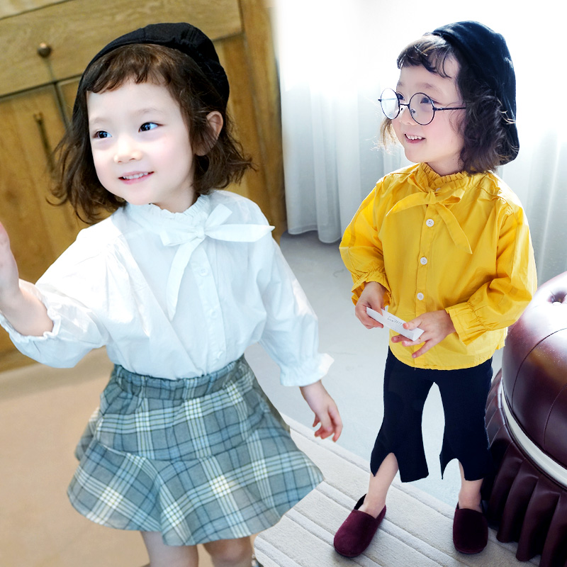 童装女童春装衬衫中小童宝宝打底衫2018春秋新款全棉儿童韩版上衣