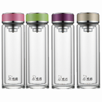 希诺双层玻璃杯245ml带盖滤网花茶杯XN-7079(颜色随机)