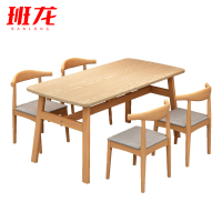 班龙食堂餐桌120cm+4把椅子套