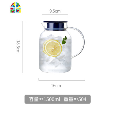 水壶容量耐热大茶壶水杯白开水冷水玻璃家用开水凉茶高温扎壶水瓶 FENGHOU 新款2000ML+4个小杯子