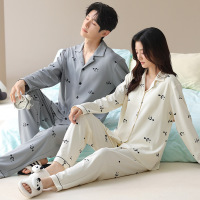 情侣睡衣女春秋冬季棉质长袖长裤氛围感一男一女男士家居服套装