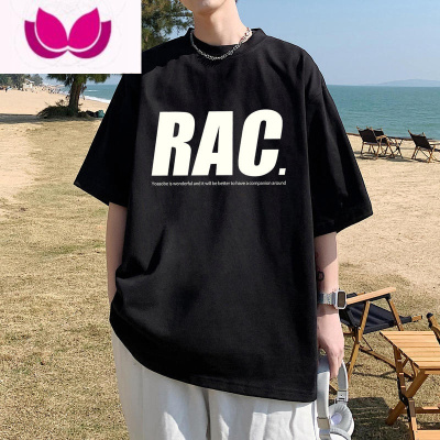 七斓红色美式短袖t恤男士潮牌痞帅夏季复古潮流大码oversize男款衣服