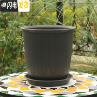 三维工匠加厚防陶瓷花盆绿萝吊兰专用大号塑料盆创意 个性北欧简约带托盘 A款深灰色 中小花盆容器