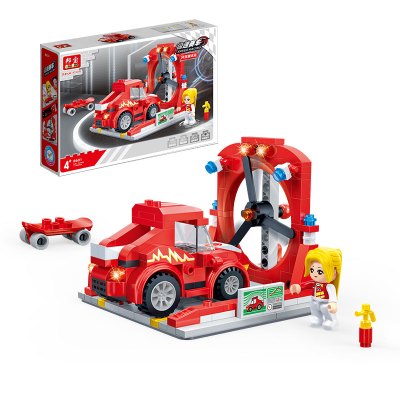 邦宝高科系列拼装积木儿童玩具小颗粒4岁以上男孩女孩益智汽车玩具车创意赛车高科回力车风洞测试间8631