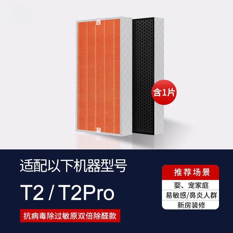 适配树新风空气净化器滤芯T2/Pro[抗病毒除过敏源重碳复合款]含1片